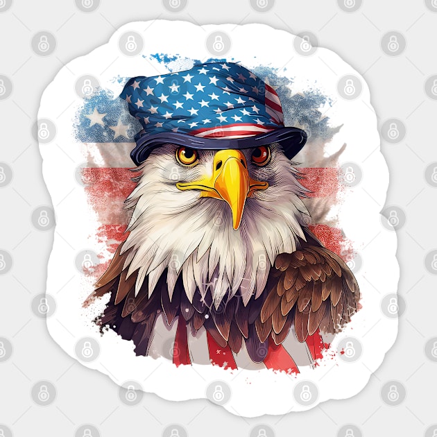 Cool American Eagle Portrait #2 Sticker by Chromatic Fusion Studio